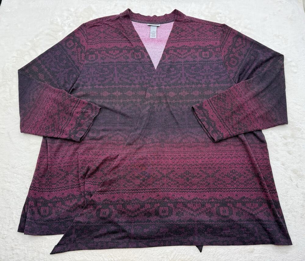 Catherines Women’s Purple Longline Cardigan Sweater Open Front Long Sleeve 4X